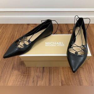 Michael Kors| Black Leather Tabby Flats
